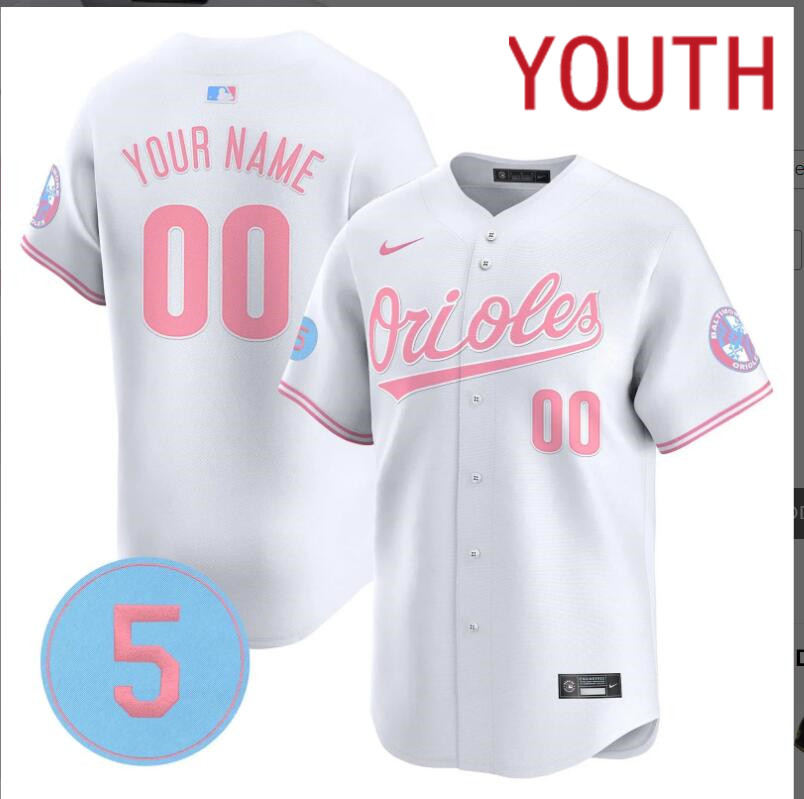 Youth  Baltimore Orioles Custom white  2024 Nike MLB jersey->customized nfl jersey->Custom Jersey